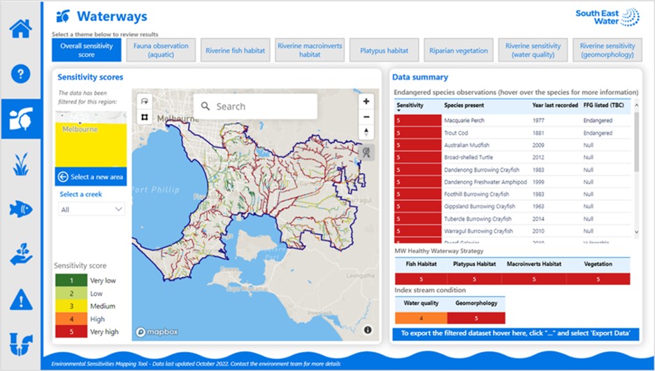 Integrating environmental datasets into sensitivity mapping products